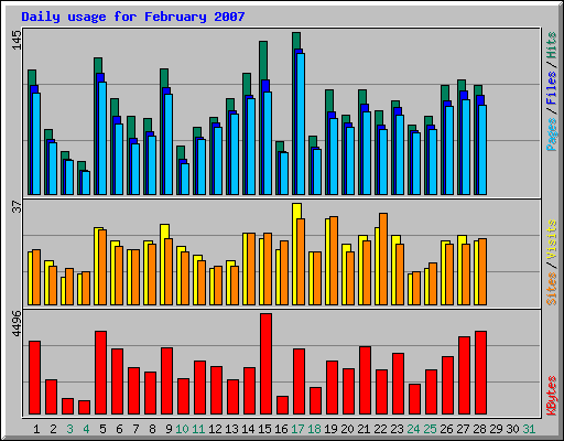 Daily usage for February 2007