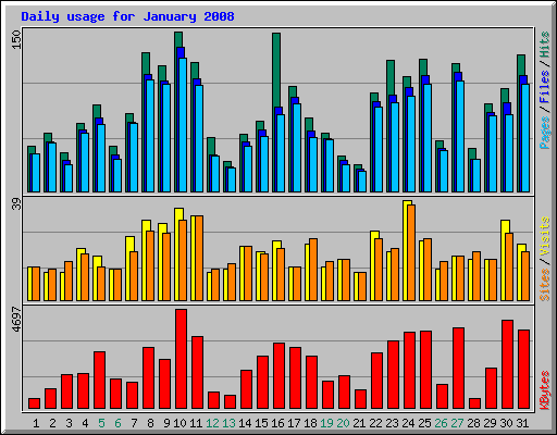 Daily usage for January 2008