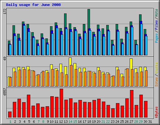 Daily usage for June 2008