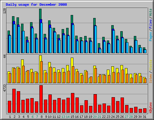 Daily usage for December 2008