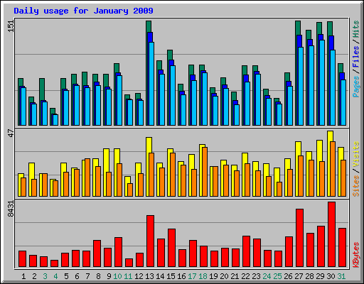 Daily usage for January 2009