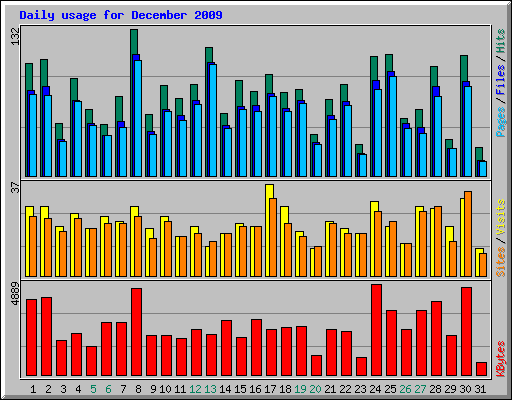Daily usage for December 2009