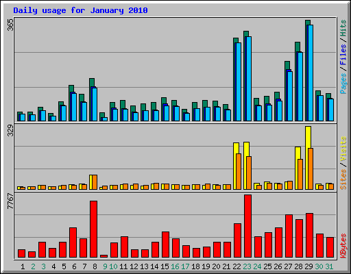Daily usage for January 2010