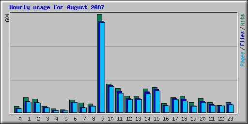 Hourly usage for August 2007
