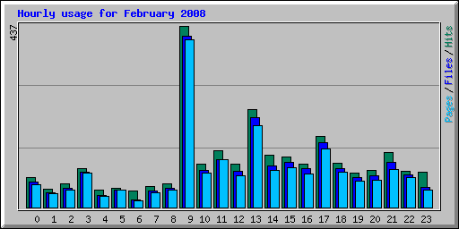 Hourly usage for February 2008