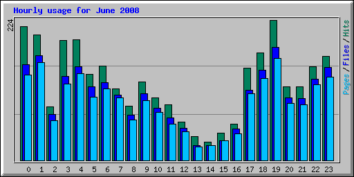 Hourly usage for June 2008