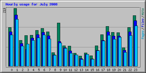 Hourly usage for July 2008
