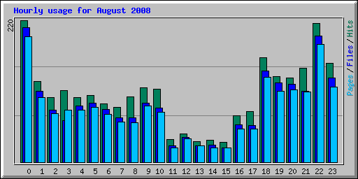 Hourly usage for August 2008