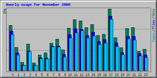 Hourly usage for November 2008