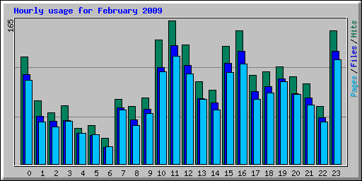 Hourly usage for February 2009