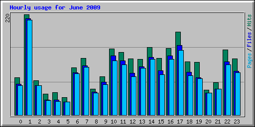 Hourly usage for June 2009