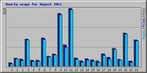 Hourly usage for August 2011